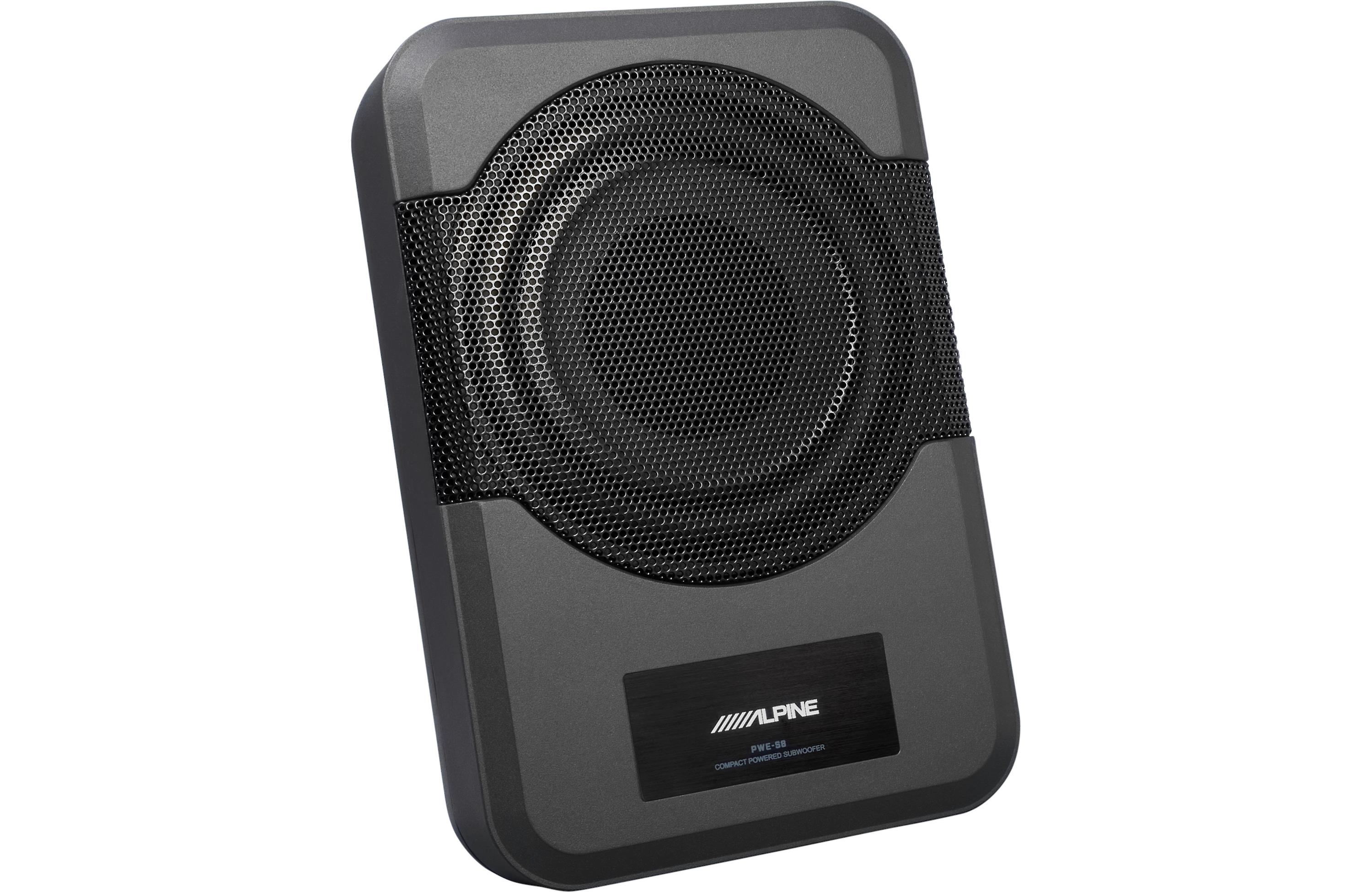 Alpine PWE-S8 Powered Subwoofer 120W Compact Powered 8" Car Subwoofer for Under or Behind the Seat