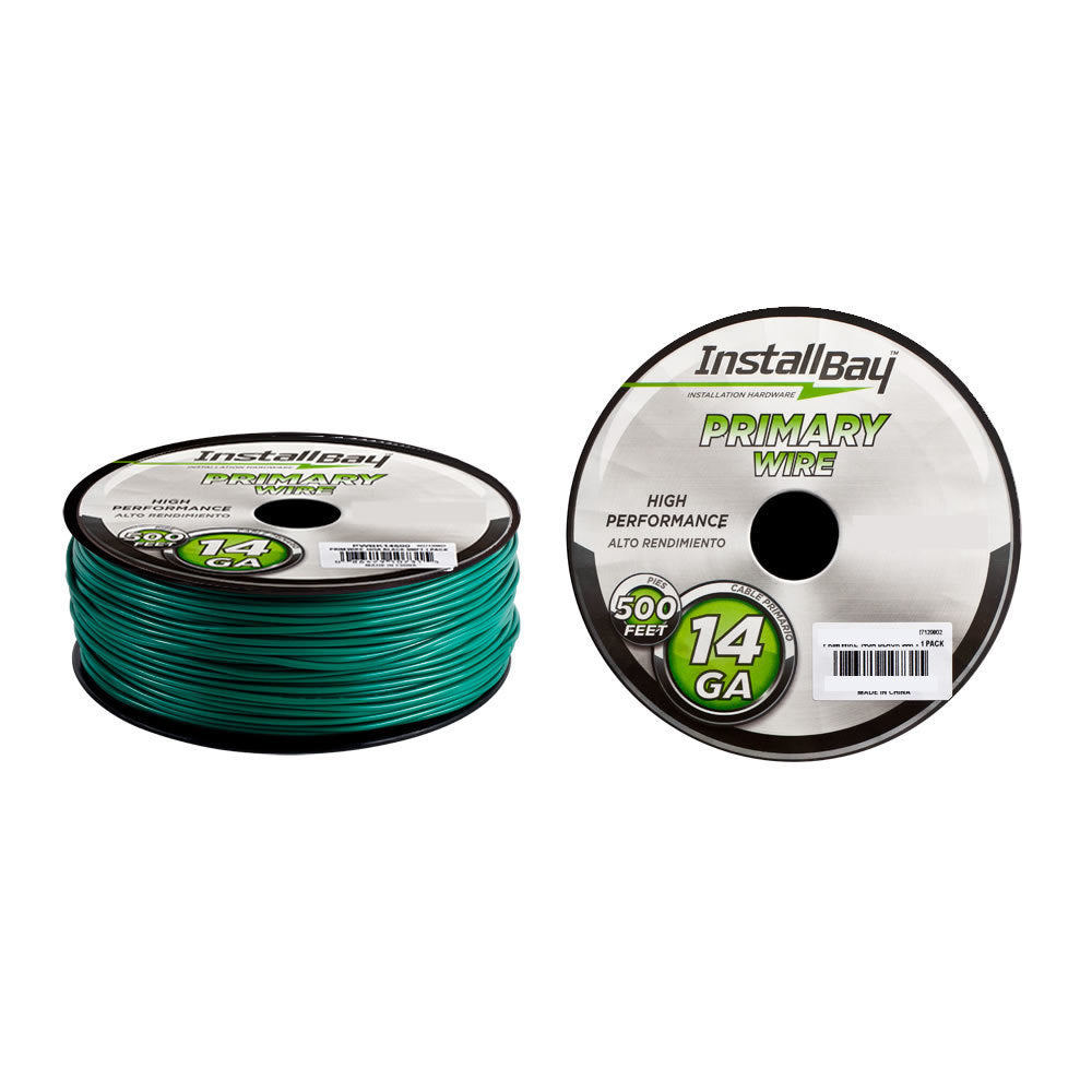 Install Bay PWGN14500 Primary Wire 14 Gauge All Copper Green Coil - 500 ft