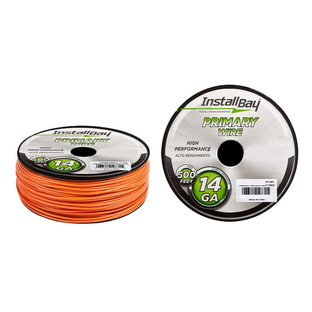 Install Bay PWOR14500 Primary Wire 14 Gauge All Copper Orange Coil - 500 ft