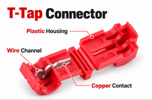 Load image into Gallery viewer, MR DJ 100pcs Lock Quick Splice Wire Terminals Snap Lock Red 18-22 AWG