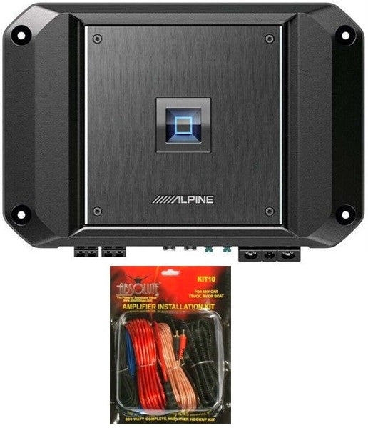 Alpine R2-A60F 4 Channel 600 Watt Class D Car Audio Amplifier & KIT10 Installation AMP Kit