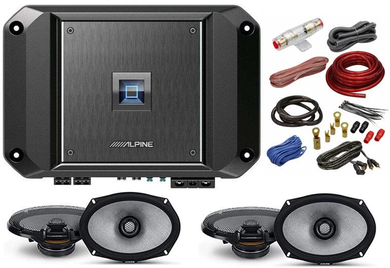 (4) ALPINE R2-S69.2 300w 6x9" Car Audio 2-Way Speakers+ Alpine R-A60F 4-Channel Amplifier