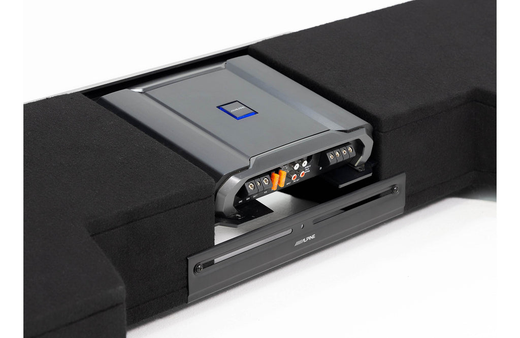 Alpine R2-DB8V-TRK Halo Series 8" ported dual subwoofer enclosure with two 8" R2-Series subwoofers+ Alpine R-A75M R-Series mono subwoofer amplifier 750 watts RMS x 1 at 2 ohms