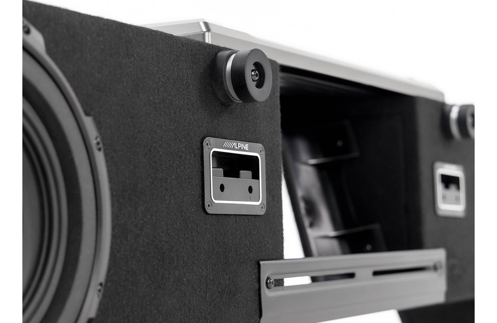 Alpine R2-DB8V-TRK Halo Series 8" ported dual subwoofer enclosure with two 8" R2-Series subwoofers+ Alpine R-A75M R-Series mono subwoofer amplifier 750 watts RMS x 1 at 2 ohms