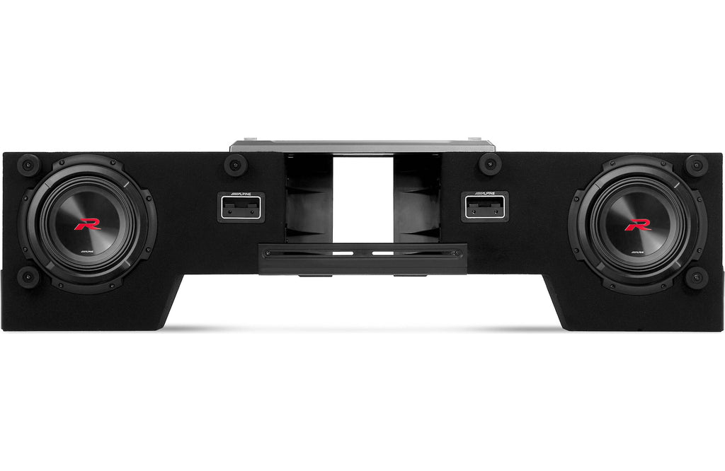 Alpine R2-DB8V-TRK Halo Series 8" ported dual subwoofer enclosure with two 8" R2-Series subwoofers+ Alpine R-A75M R-Series mono subwoofer amplifier 750 watts RMS x 1 at 2 ohms