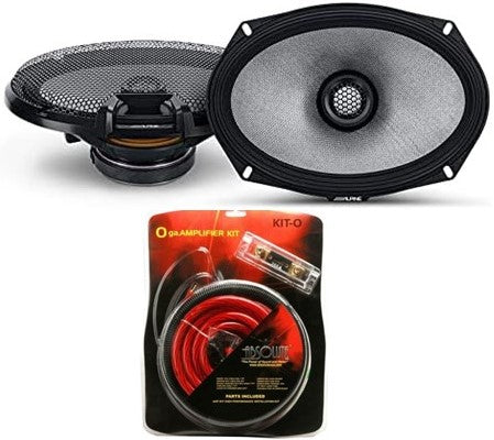 Alpine R2-S69 R-Series 6"x9" 600W 2-Way Car Coaxial Speakers & KIT0 Installation AMP Kit