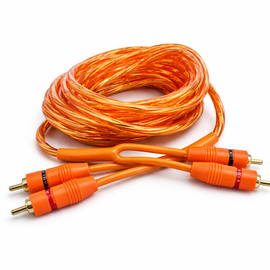 10 Absolute RCA15OR 15ft Orange RCA Cable 100% OFC Oxygen Copper 2-Ch Stereo Interconnect Twisted Pair Noise Reduction Gold-Plated Connectors HiFi Audio Cable for Car/Home Audio