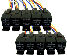Load image into Gallery viewer, 10 Absolute USA 12V 30/40 Amp SPDT Automotive Marine Bosch / Tyco Style 5 Pin Relay with Wires &amp; Harness Socket
