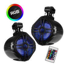 Load image into Gallery viewer, Power Acoustik MWT-80BL 8″ Marine Wake Tower Speakers with RGB LED Lights