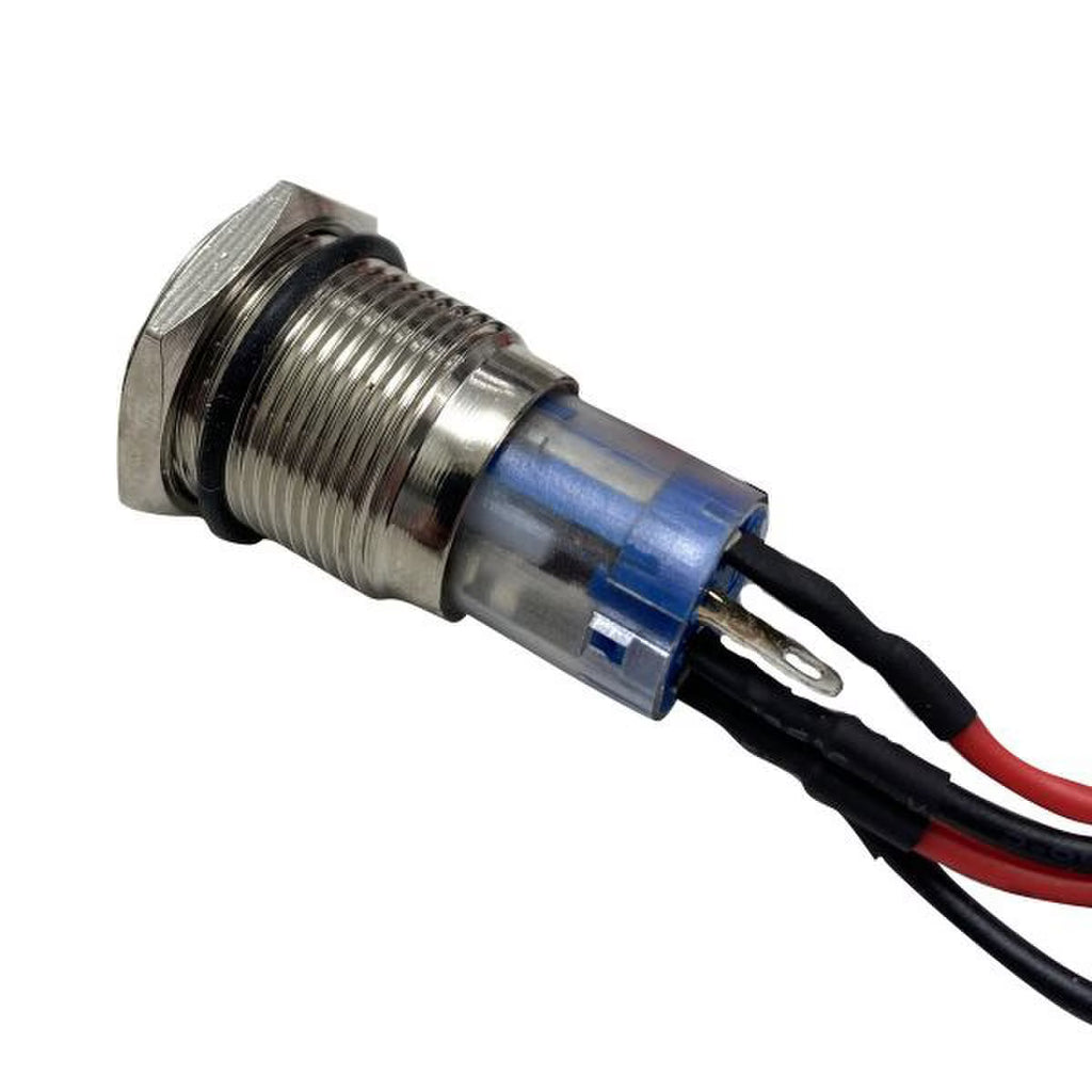 Race Sport Lighting RS-2P16MM-LEDW 16mm LED 2-Position On/Off Switch (White) - Chrome Finish