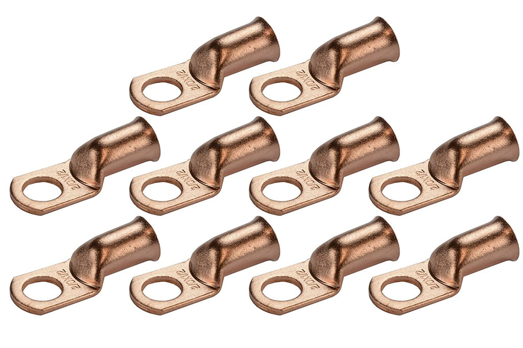Install Bay CUR112 Uninsulated Ring Terminal 1 Gauge 1/2 inch Copper 10 Pack