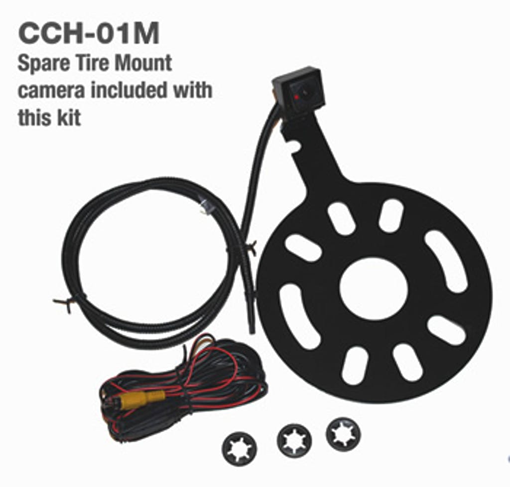 Crux RVCCH-75WM Rear-view Integration for Jeep Wrangler 2007-Up & Spare Tire Mount Camera w/ Moving Guidelines