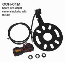 Load image into Gallery viewer, Crux RVCCH-75WM Rear-view Integration for Jeep Wrangler 2007-Up &amp; Spare Tire Mount Camera w/ Moving Guidelines