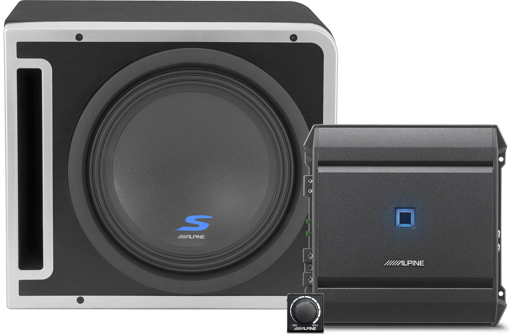 Alpine S-SB12V-BNDL Bass Boost Package Includes S-SB12V 12" ported enclosure, S-A60M amplifier, and RUX-KNOB.2 remote level control