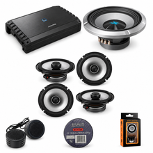 Load image into Gallery viewer, Alpine S2-A55V 5-Ch Amp + 2 S2-S65 6.5" Speaker + S2-W12D4 12" Subwoofer + Accessory Bundle