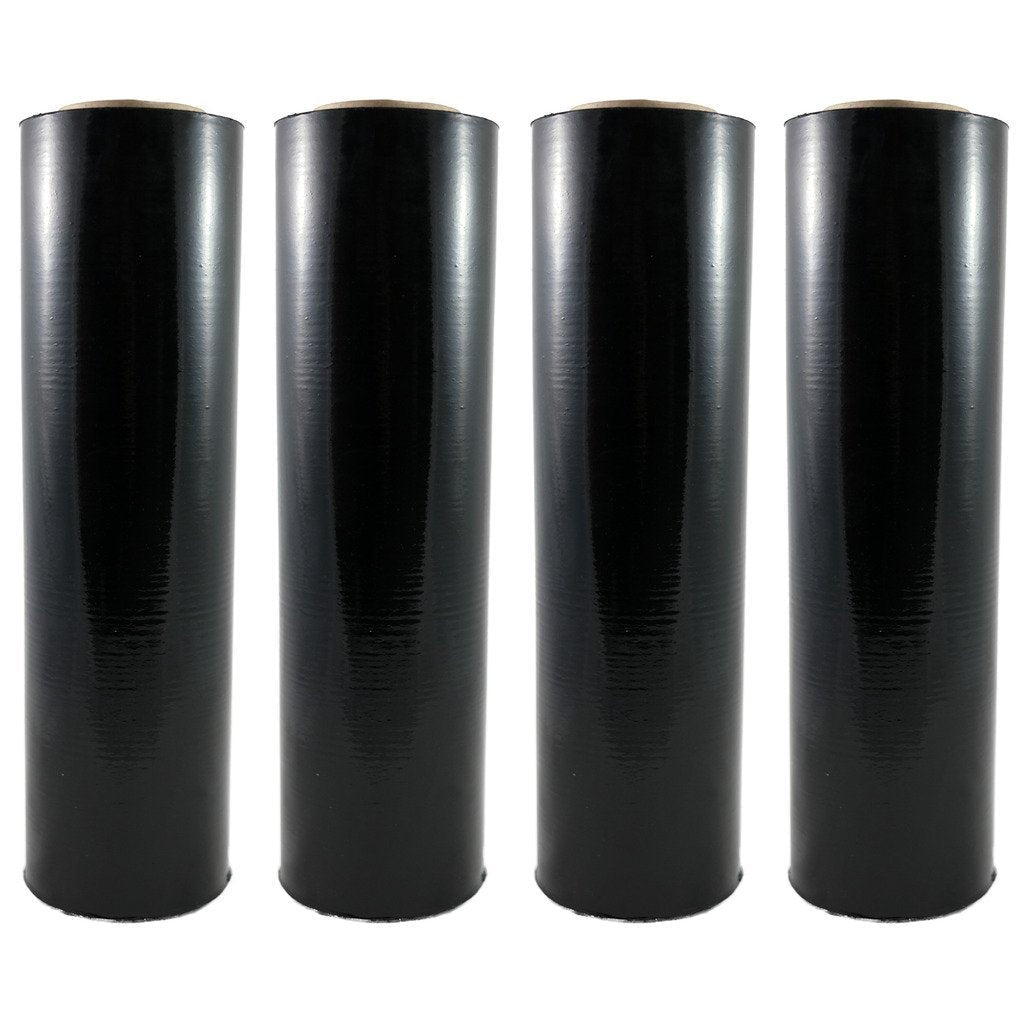4 Pack 4000FTX18" Stretch Film Plastic Wrap Shrink Film Pallet Wrap 80 Gauge Black