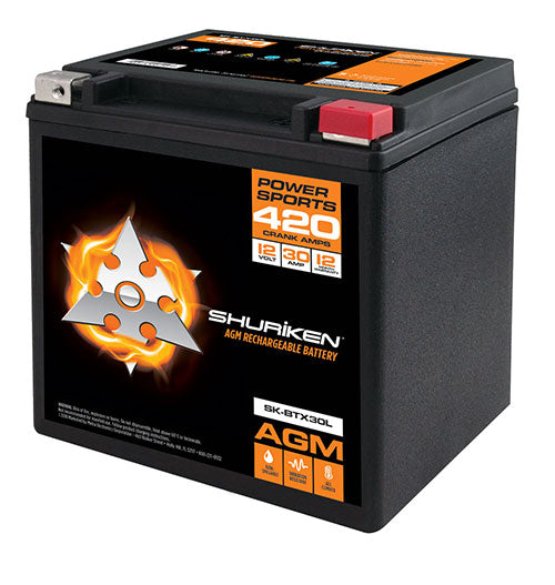 Shuriken SK-BTX30L 420 CRANK AMPS / 30AMP HOURS AGM Power Sports 12V Battery