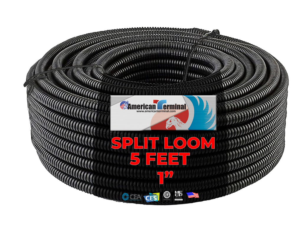 5 Ft 1" Split Wire Loom Conduit Polyethylene Tubing Black Color Sleeve Tube RV