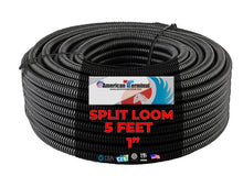 Load image into Gallery viewer, 5 Ft 1" Split Wire Loom Conduit Polyethylene Tubing Black Color Sleeve Tube RV