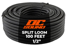 Load image into Gallery viewer, DC Sound DCSLT12 100 FT 1/2" Inch 13mm Split Loom Tubing Wire Conduit Hose Cover Auto Home Marine Black Marine Black