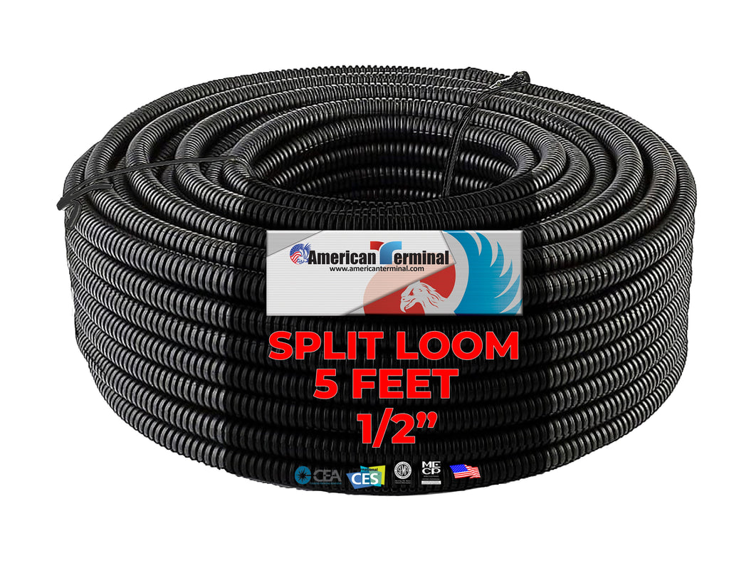 5 FT 1/2" INCH Split Loom Tubing Wire Conduit Hose Cover Auto Home Marine Black