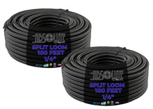 Load image into Gallery viewer, Absolute USA 2 rolls 100 ft 1/4" split wire loom conduit polyethylene tubing black sleeve tube