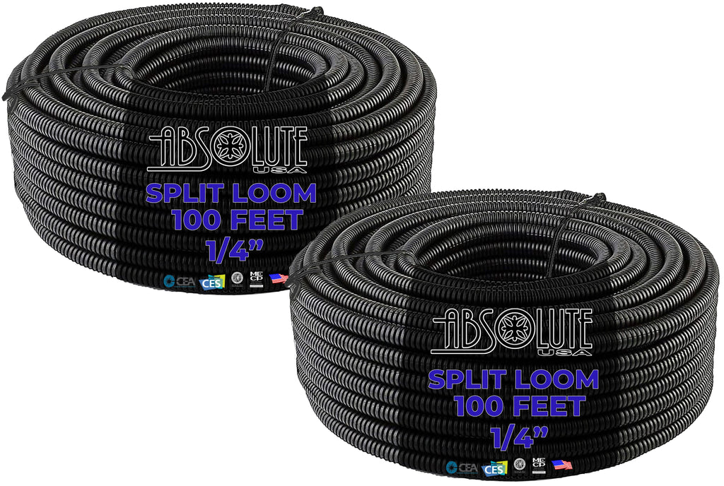 Absolute SLT14 200 feet 1/4" split loom wire tubing hose cover auto home marine