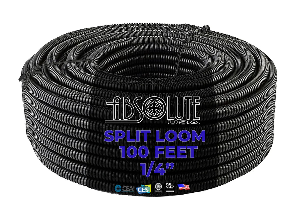 3 Rolls 100ft ea Split Cable Wire Loom PolyethyleneTubing 1/4" 3/8" 1/2" Conduit