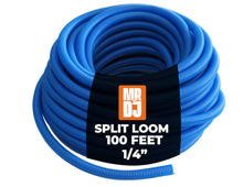 Load image into Gallery viewer, MR DJ DSLT14BL 100' 1/4" 6.35mm Blue Split Wire Loom Conduit Tubing Sleeve Tube