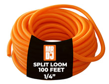 Load image into Gallery viewer, MR DJ DSLT14OR 100' 1/4" 6.35mm Orange Split Wire Loom Conduit Tubing Sleeve Tube