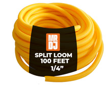 Load image into Gallery viewer, MR DJ DSLT14YL 100' 1/4" 6.35mm Yellow Split Wire Loom Conduit Tubing Sleeve Tube
