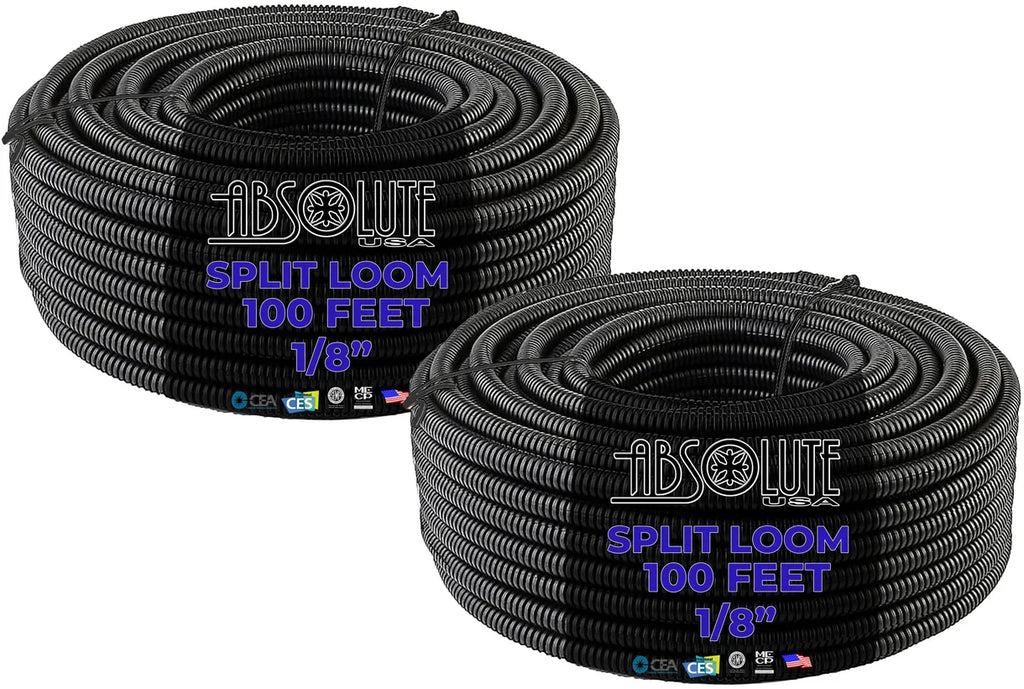 True 2 Rolls 100 Ft 1/8" Split Wire Loom Conduit Polyethylene Tubing Sleeve Tube