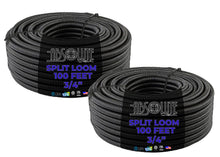 Load image into Gallery viewer, 10 Patron 100 Feet 3/4' Split Loom Wire Tubing Black for Various Automotive Home Marine Industrial Wiring Applications