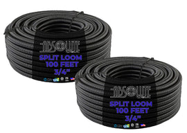 10 Patron 100 Feet 3/4' Split Loom Wire Tubing Black for Various Automotive Home Marine Industrial Wiring Applications