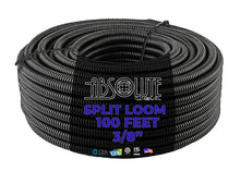 Load image into Gallery viewer, Absolute 3 Rolls 100 Feet Black 1/4" + 3/8" + 1/2" Split Loom
