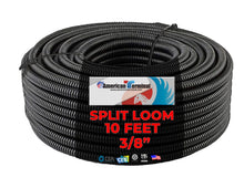 Load image into Gallery viewer, American Terminal ASLT38-10 10' 3/8" 10mm Split Wire Loom Conduit Polyethylene Corrugated Tubing Sleeve Tube