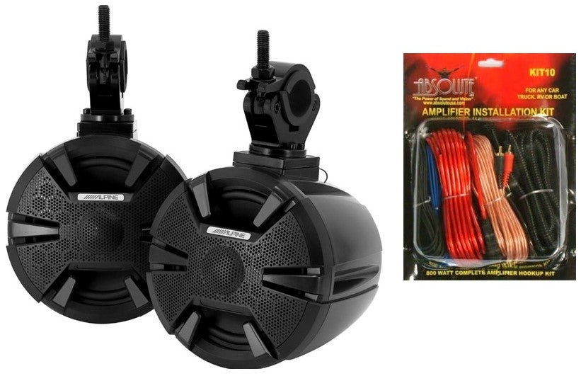 Alpine SPV-65-SXS Wakeboard Tower Rollbar Rollcage Speaker Pods & KIT10 AMP Kit