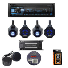 Load image into Gallery viewer, Alpine SPV-65RGB-CAN+KTA-30FW+UTE-73BT 6.5” Cage-Mounted Universal Weather-Resistant Coaxial RGB LED Speaker Pods with Amp &amp; Source