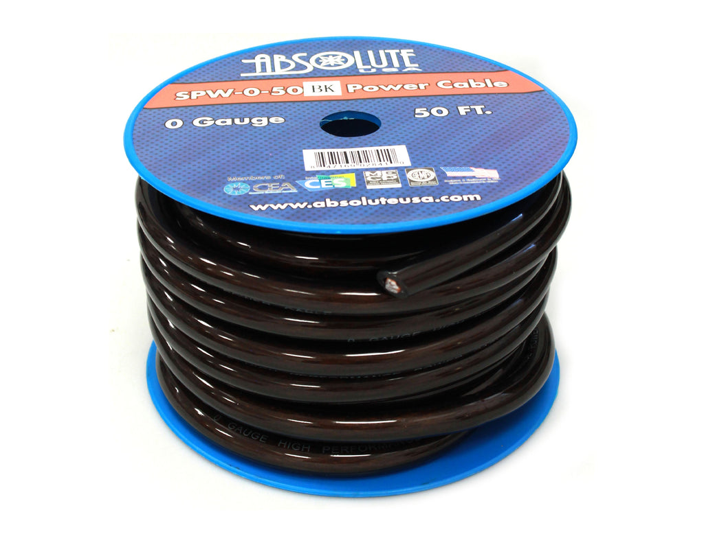 2 1/0 Gauge 50 FT PRO Xtreme Twisted Power / Ground Battery Wire Cables Black