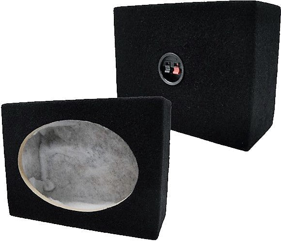 2SQ6X9 6X9" SQUARE MDF SPEAKER BOX W/ BLACK Carpet & Terminal Cups