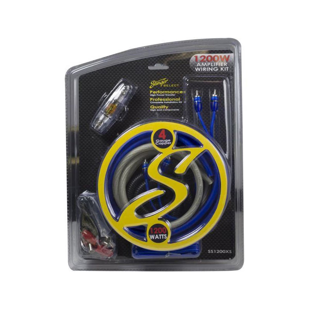 Stinger SS1200XS 1200W Amp Kit w/ Blue Twisted RCA & Satin Acc Fuse Holder w/ 150A Fuse