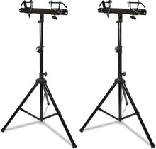 Load image into Gallery viewer, 2 MR DJ Universal Black Pro Lighting 7' Tripod Light Stand &amp; Square Truss T-Bar Adapter