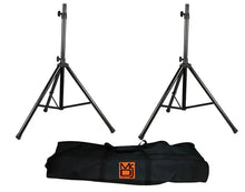 Load image into Gallery viewer, MR DJ SS750PKG 2 Universal Folding Tripod PRO PA DJ On Stage Speaker Stand &amp; Carrying Bag &amp; 1/4" 25' Cable