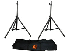 Load image into Gallery viewer, MR DJ SS750PKG 2 Universal Folding Tripod PRO PA DJ On Stage Speaker Stand &amp; Carrying Bag &amp; 1/4" 25' Cable