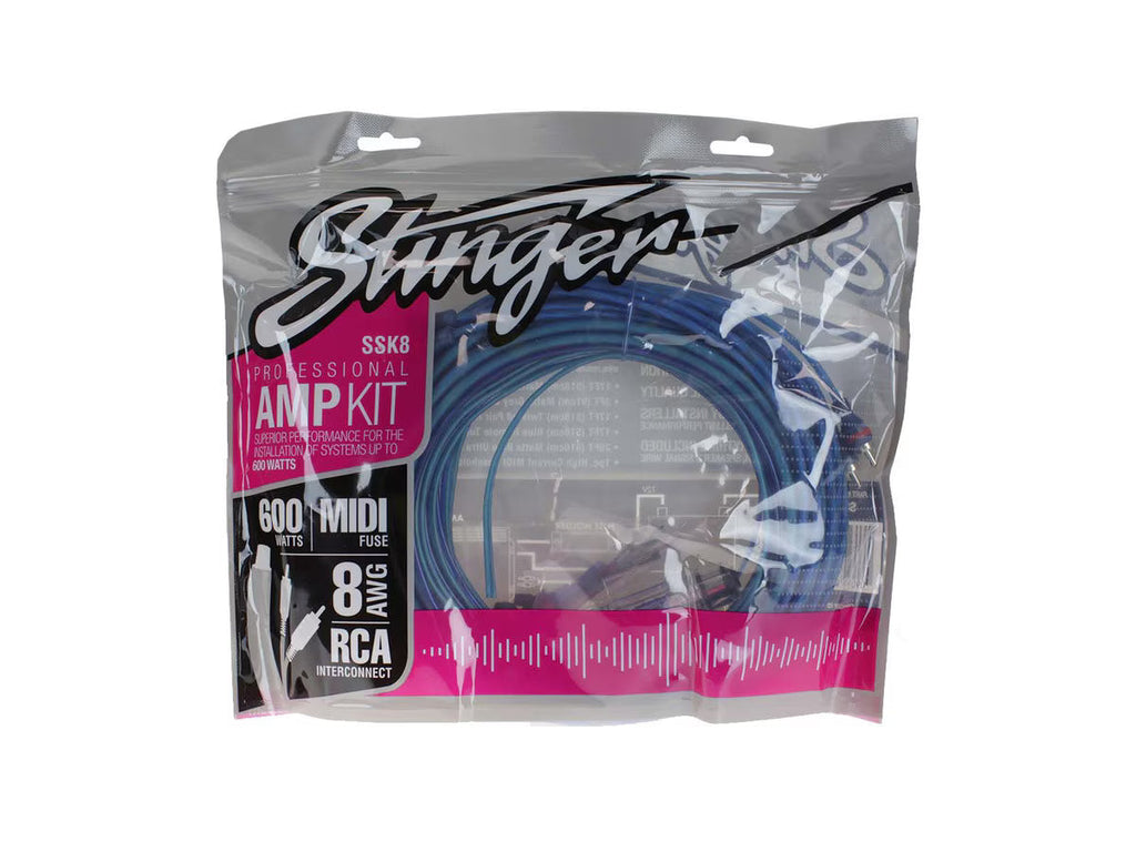 Stinger SSK8 8 Gauge CCA Amplifier Wiring Kit w/ 2 Channel RCA Interconnects & MIDI Fuse w/ Holder