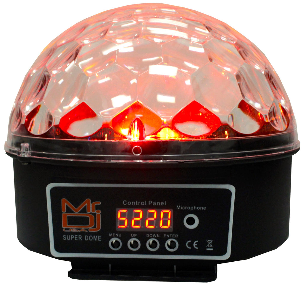 MR DJ FLAME3200 8" X 2 Rechargeable Speaker + Party Flame Lights Microphone TWS USB FM Radio + LED Crystal Magic Ball