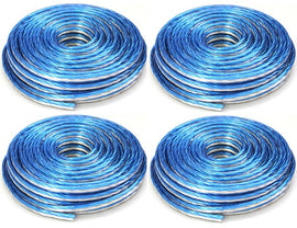 4 DC Sound DSWT18B50 18 Gauge Premium Speaker Wire 50ft Clear Blue/White
