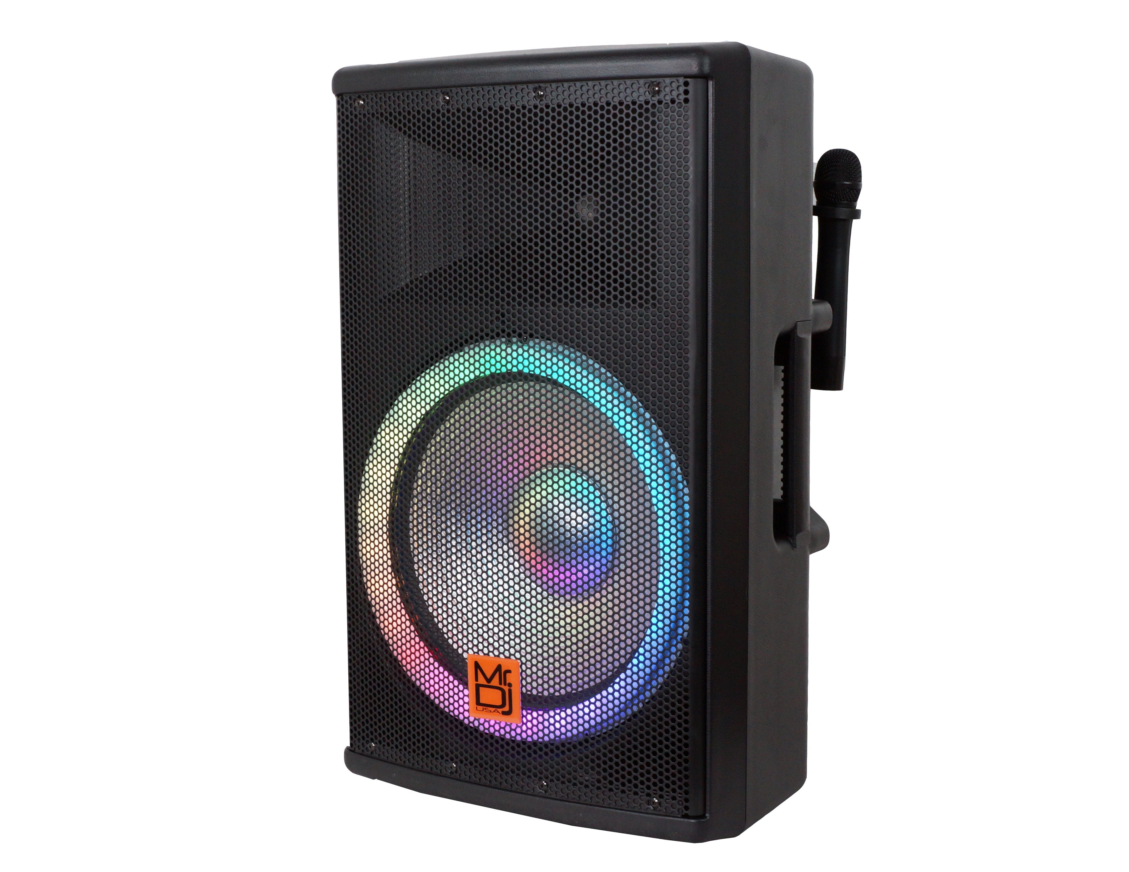 MR DJ SYNERGY15BAT 15" 3500 Watts Max Power Speaker Built-in Battery/Bluetooth/Amplifier/SD/USB/FM Radio