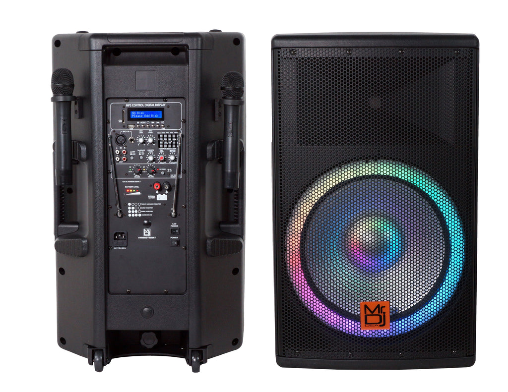 MR DJ SYNERGY15BAT 15" 3500W Power DJ Bluetooth Speaker Battery/Amplifier/SD/USB/FM