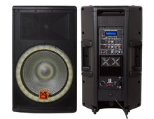 Load image into Gallery viewer, MR DJ SYNERGY15 15" Portable Bluetooth PA Speaker System 4500W Bluetooth Speaker Portable PA System with Microphone input, Party Lights, MP3/USB SD Card Reader, Rolling Wheels